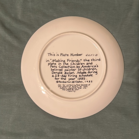 💖Zolan Vintage 1985 “Making Friends” 7 1/2 “ numbered plate. - Picture 2 of 2